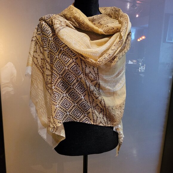 Screen Printed Merino Wool/Silk Scarf (WS1005B5) - Picture 2 of 4